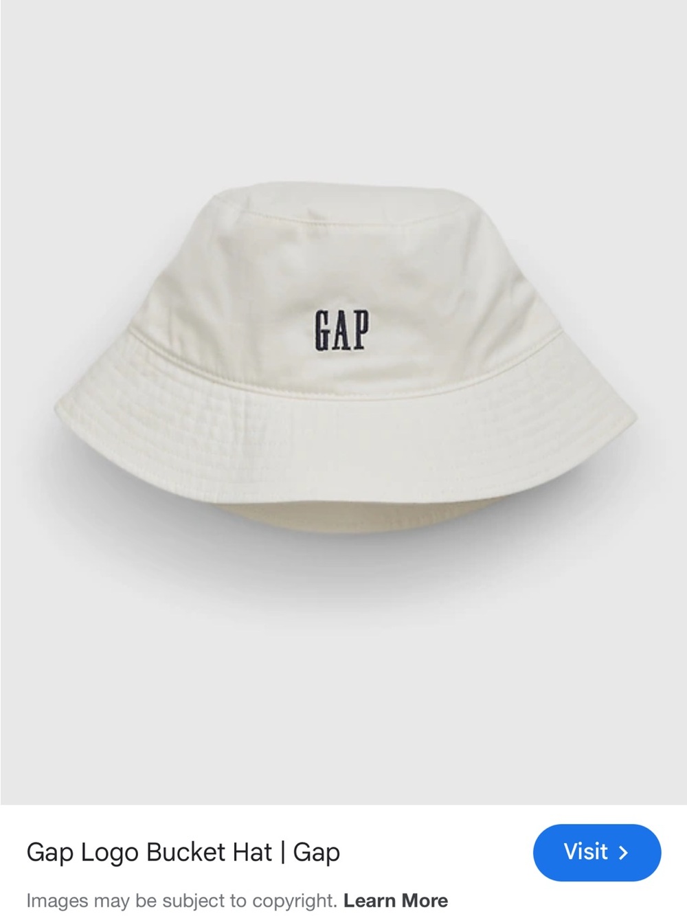 GAP Kids Cream Bucket Hat with Navy Logo
